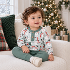 Christmas Snowmen Baby Boy's Bamboo Henley Top & Pants