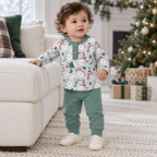 Christmas Snowmen Baby Boy's Bamboo Henley Top & Pants