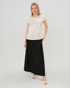 Over-Under Bump Pleated Maternity Maxi Skirt in All-Season Wool Blend