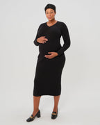 Full Body Ribbed Maternity & Nursing Midi Sweater Dress