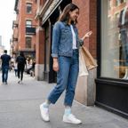 Blue/White Quarter Crew Women's Socks