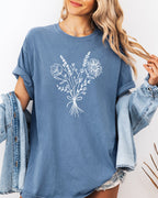 Botanical Bouquet Wildflowers Plant Nature Garment Dyed T Shirt