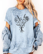 Botanical Bouquet Wildflowers Plant Nature Garment Dyed T Shirt
