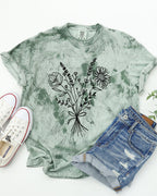 Botanical Bouquet Wildflowers Plant Nature Garment Dyed T Shirt