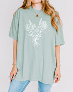 Botanical Bouquet Wildflowers Plant Nature Garment Dyed T Shirt