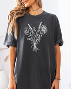 Botanical Bouquet Wildflowers Plant Nature Garment Dyed T Shirt