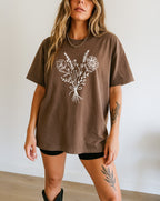 Botanical Bouquet Wildflowers Plant Nature Garment Dyed T Shirt