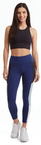 Women's Color Block Leggings with Side Panel — 24 Inch Inseam
