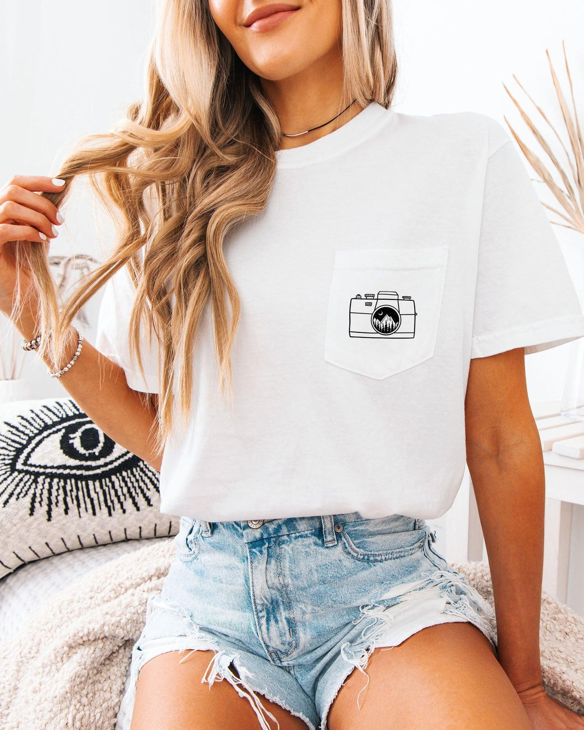 Camera & Mountain Comfort Colors Pocket T Shirt