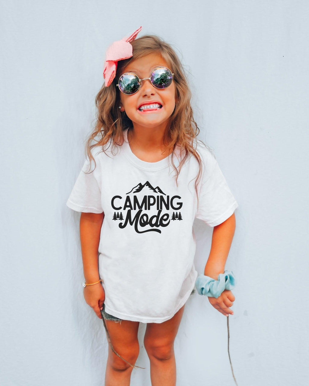Camping Mode Kids Garment-Dyed T-Shirt – Nature Hiking Youth Outdoor Adventure Tee