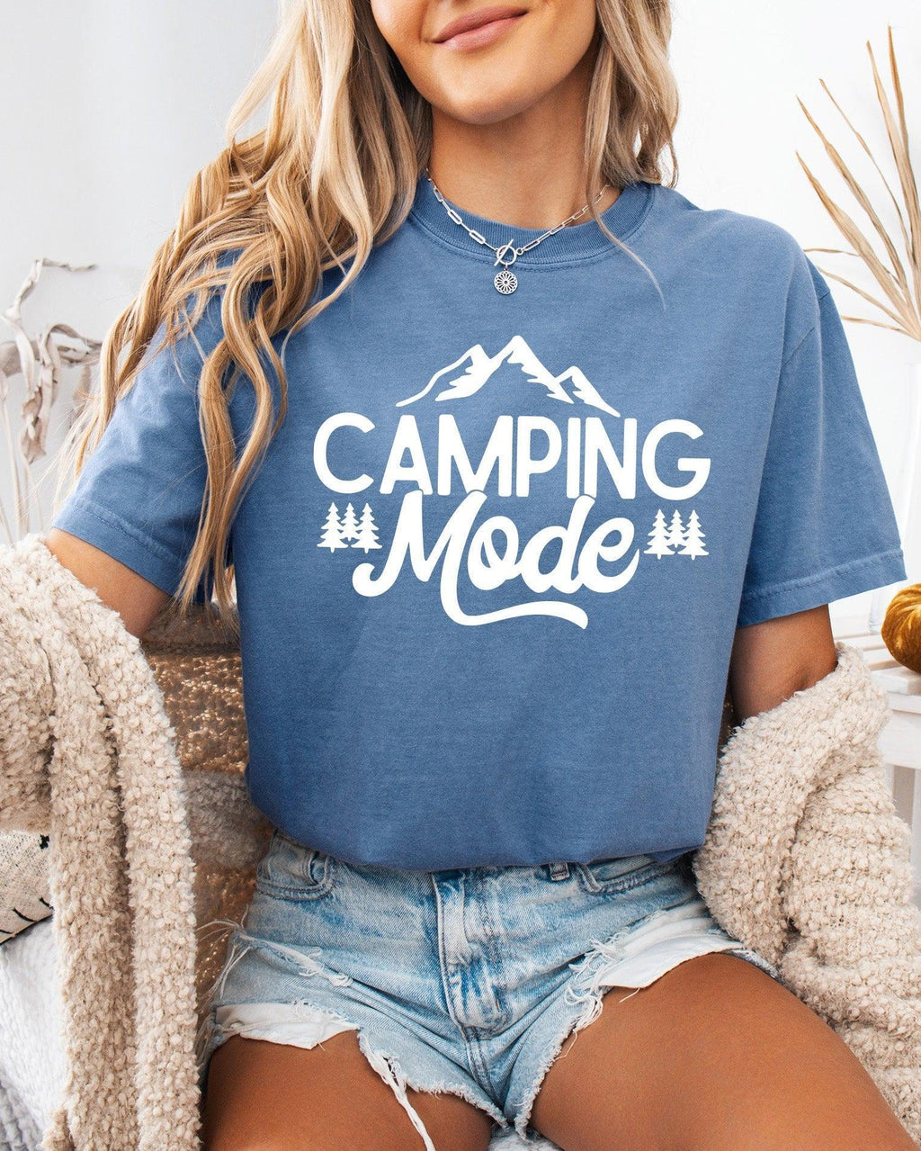 Camping Mode Nature Garment Dyed T-Shirt – Hiking Outdoor Adventure Graphic Tee