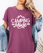 Camping Mode Nature Garment Dyed T-Shirt – Hiking Outdoor Adventure Graphic Tee