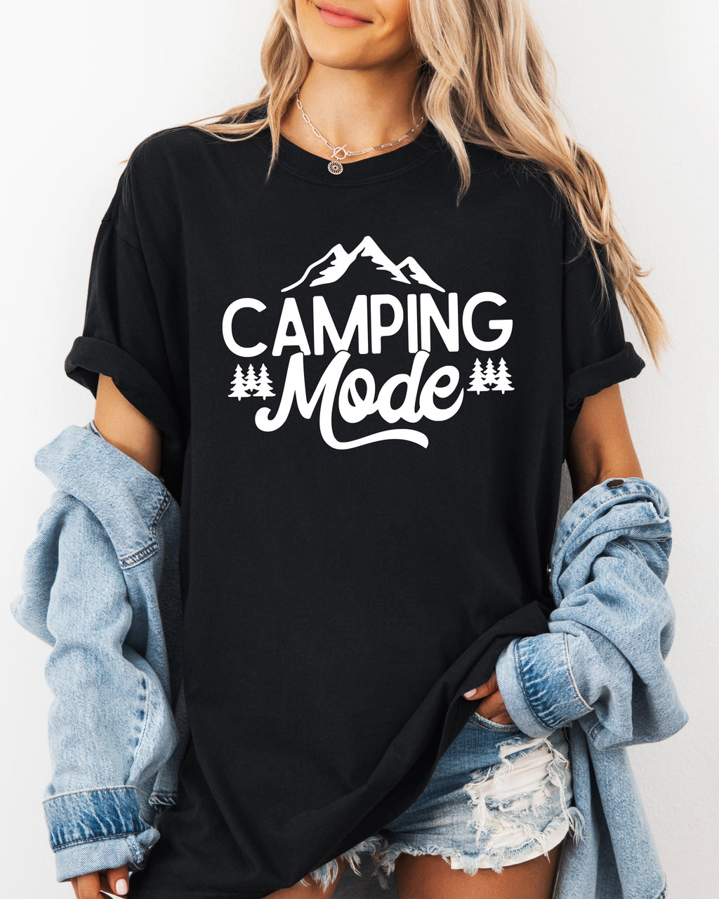 Camping Mode Nature Garment Dyed T-Shirt – Hiking Outdoor Adventure Graphic Tee