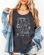 Camping Mountain Sketch Comfort Colors Tank Top – Hiking Nature Outdoor Graphic