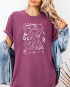 Camping Sketch Nature Garment Dyed Shirt – Hiking Outdoor Adventure Graphic Tee
