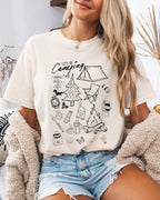 Camping Sketch Nature Garment Dyed Shirt – Hiking Outdoor Adventure Graphic Tee