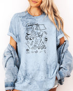 Camping Sketch Nature Garment Dyed Shirt – Hiking Outdoor Adventure Graphic Tee
