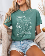 Camping Sketch Nature Garment Dyed Shirt – Hiking Outdoor Adventure Graphic Tee