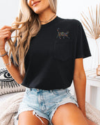 Cat Lover Kitty with flowers Comfort Colors Pocket T Shirt