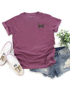 Cat Lover Kitty with flowers Comfort Colors Pocket T Shirt