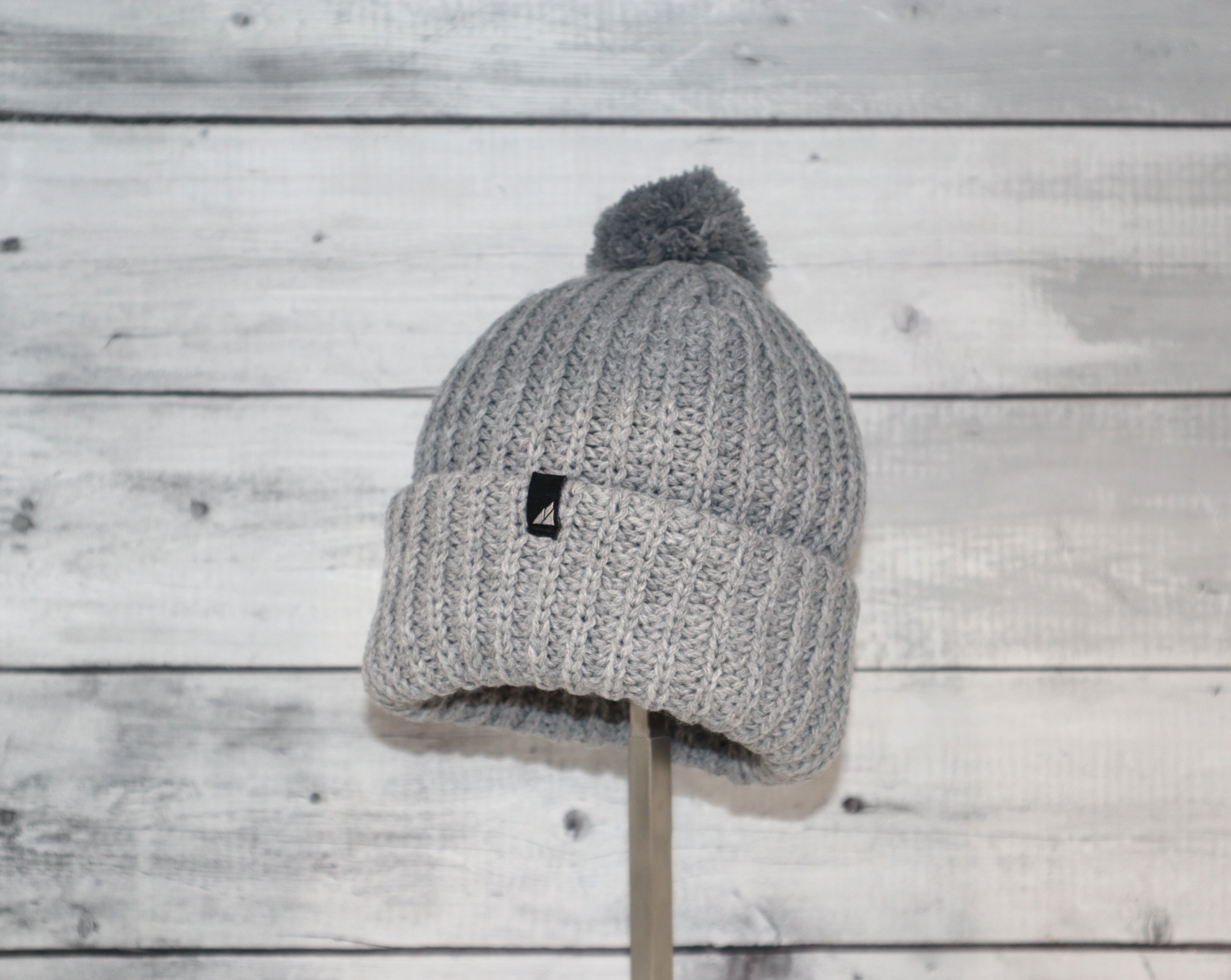Child Acrylic Ribbed Cuff with Matching Pom Hat
