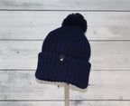 Child Acrylic Ribbed Cuff with Matching Pom Hat