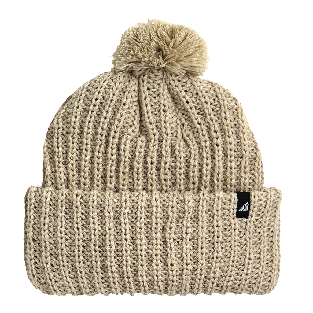 Child Acrylic Ribbed Cuff with Matching Pom Hat