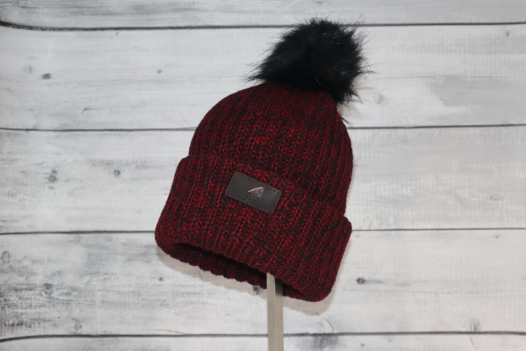 Child Acrylic Ribbed Cuff with Pom Hat