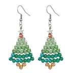 Christmas Tree Beaded Earrings – Handmade Holiday Jewelry with Star & Stainless Steel Hooks