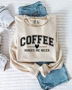 Coffee Makes Me Nicer Garment Dyed Comfort Colors Sweatshirt