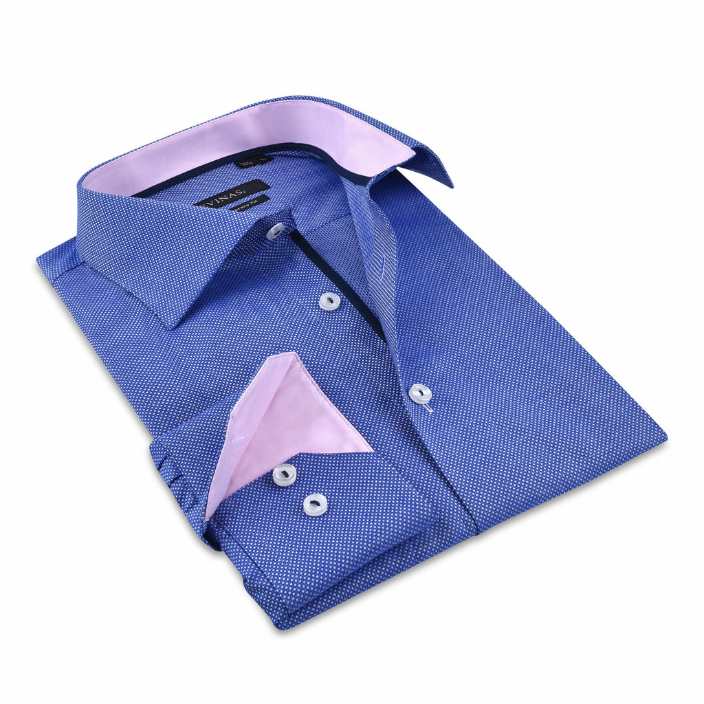 Contrast Collar Button-Up Shirt //  - Contemporary Fit - contrast  trimming- final sale