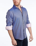 Contrast Collar Button-Up Shirt //  - Contemporary Fit - contrast  trimming- final sale