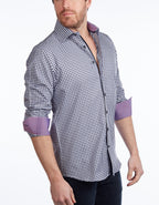 Contrast Collar Button-Up Shirt // Navy + Burgundy - Contemporary Fit - contrast  trimming- final sale