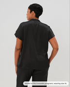 Short Sleeve Satin Maternity Shell Top with Concealed Nursing Zip