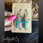 Hammered Silver Cross Dangle Earrings