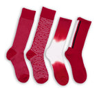 Crimson / White Mixed Socks 4 Pack -B