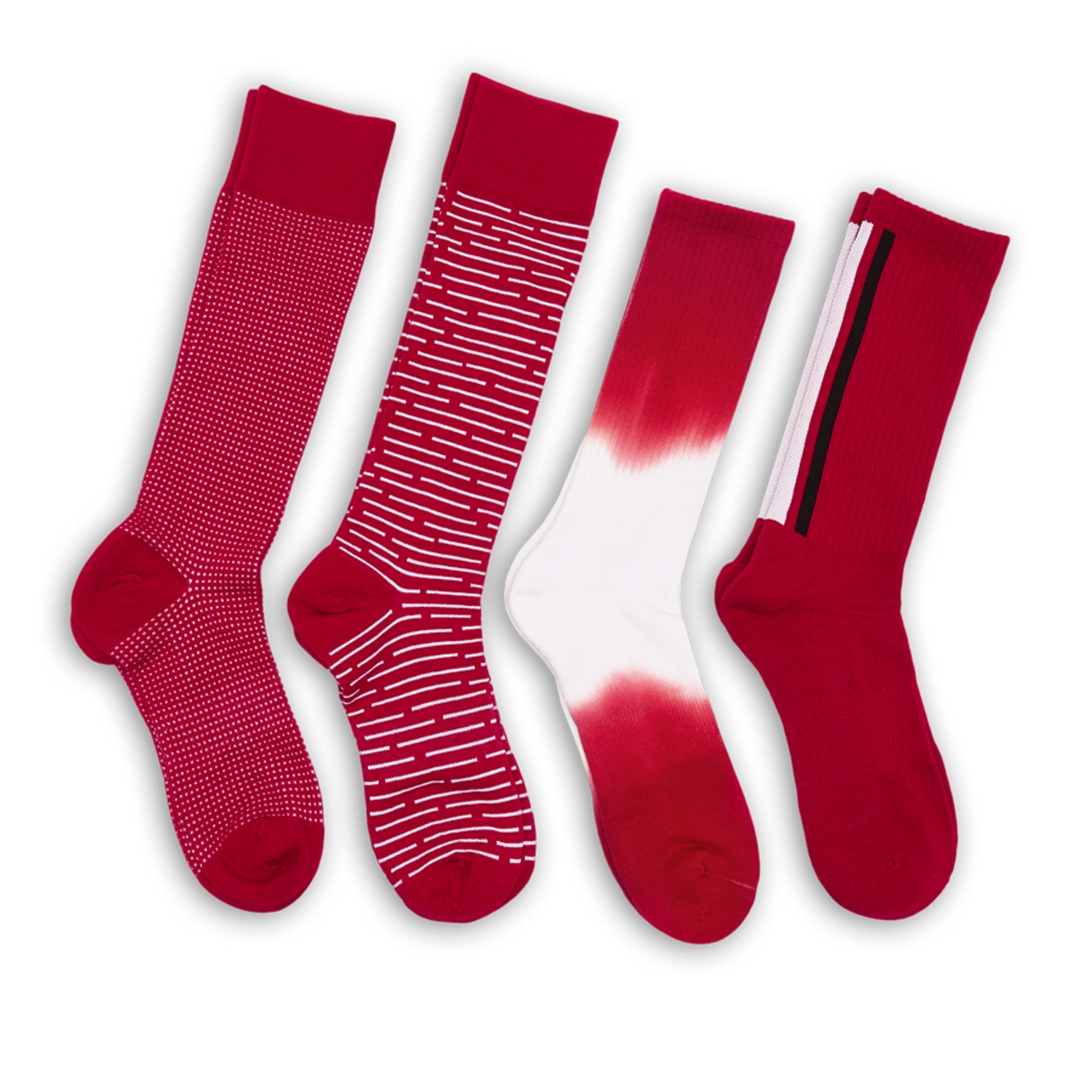 Crimson / White Mixed Socks 4 Pack -B
