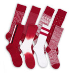Crimson / White Mixed Socks 8 Pack