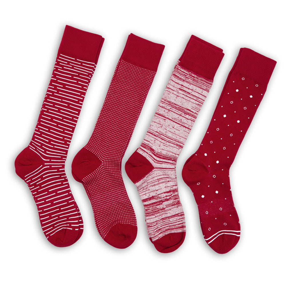 Crimson / White Mixed Socks 8 Pack