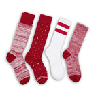 Crimson / White Mixed Socks 4 Pack -A