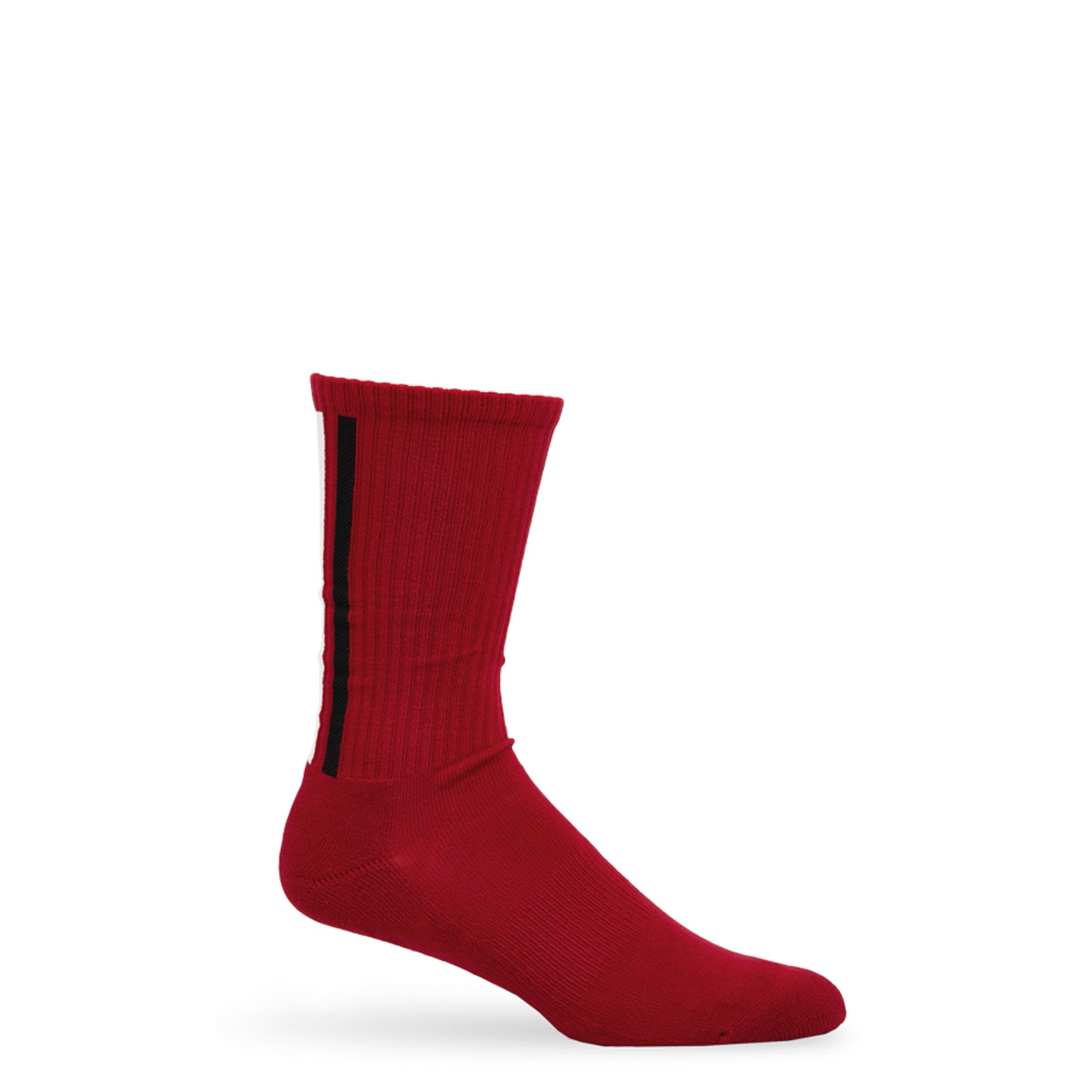 Crimson Vertical Stripe Casual Crew Socks