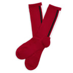 Crimson Vertical Stripe Casual Crew Socks