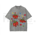 Cute Tomato Graphic Vintage Washed T-Shirt – Batik Cotton Oversized Unisex Tee