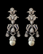 DER810 Lotus Cz earrings -Blue  ( READY TO SHIP )