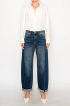 MARGAUX RELAXED TAPERED DARK WASH BARREL JEANS