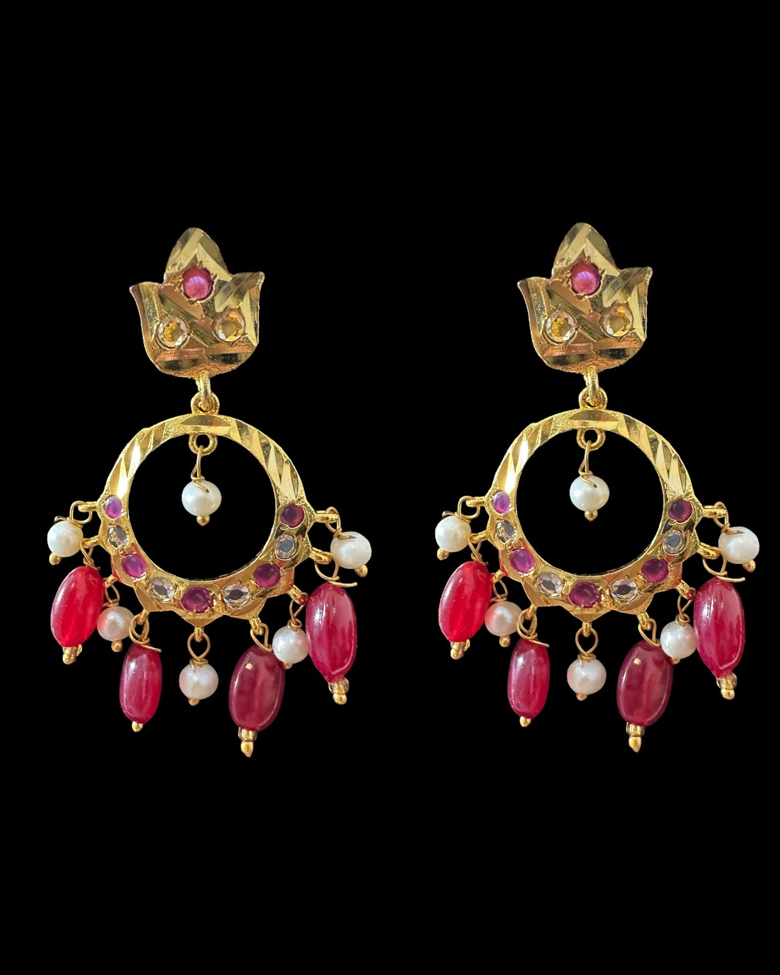 PS558 Hyderabadi / Nizami tirmani in fresh water pearls with chandbali( READY TO SHIP )