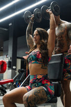 Cross Back Sports Bra | Tropical Assassin