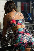 Cross Back Sports Bra | Tropical Assassin