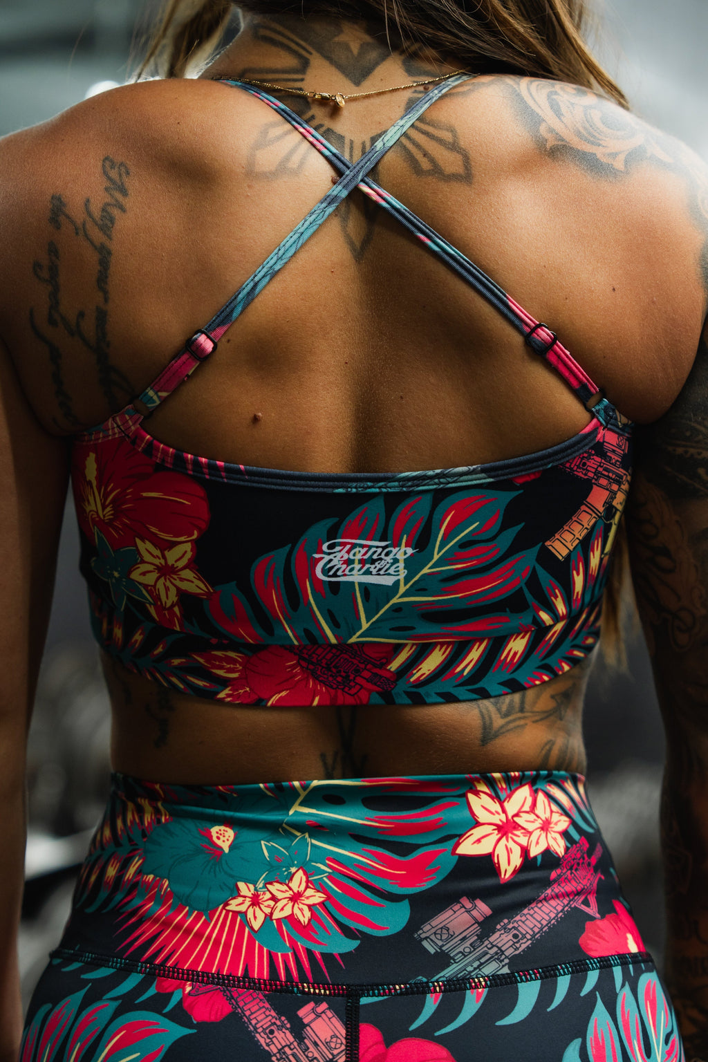 Cross Back Sports Bra | Tropical Assassin