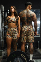 Women's High-Waisted Seamless Front Compression Training Shorts | Loaded Leopard